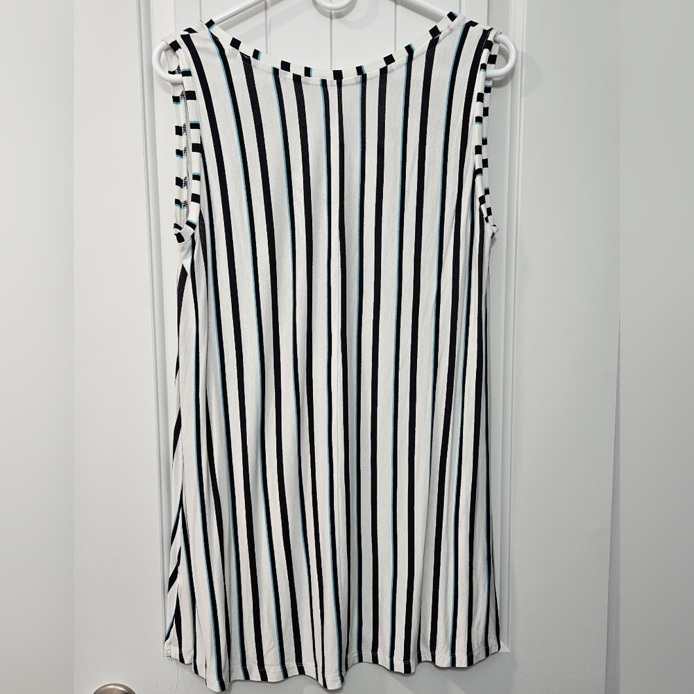 Lane Bryant Plus Size 18/20 - Striped Sleeveless Top - Black, White, Teal - Picture 2 of 4